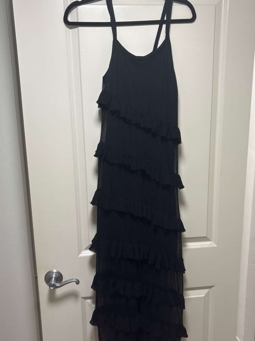 Zara Black Ruffle Tiered Maxi Dress